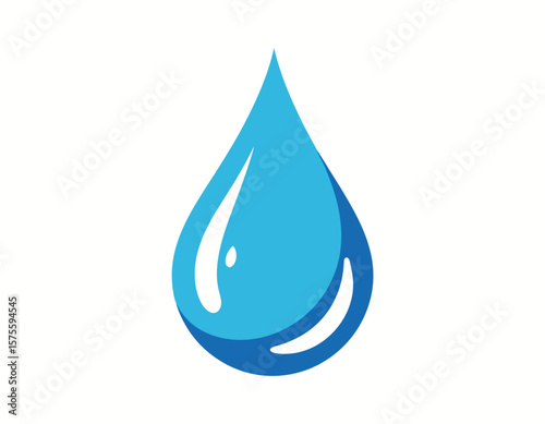 A stylized blue water droplet with a white highlight, isolated on a white background.