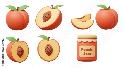 Peach fruit and jam cartoon illustration