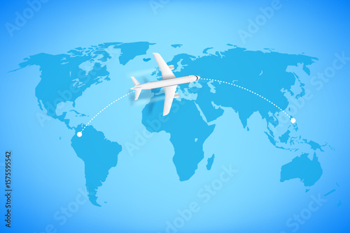 Air travel with airplane. 3d vector illustration