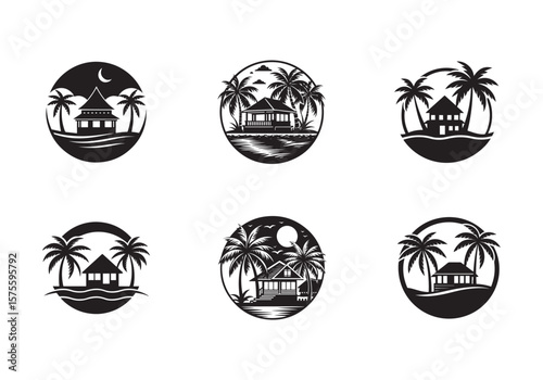 set of resort icon silhouette vector illustration
