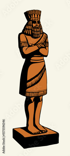 Vector drawing. Big golden idol