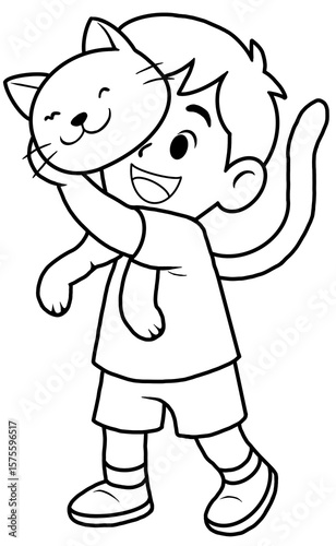 My Furry Friend Cute Boy and Cat