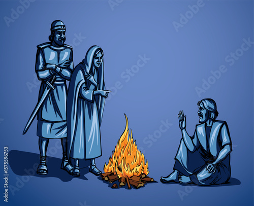 Vector drawing. Man sitting on the ground