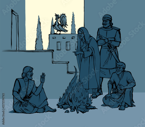 Vector drawing. Man sitting on the ground