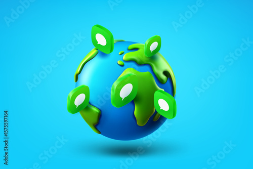 The Earth with speech bubbles. 3d vector concept