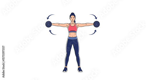 Woman performing dumbbell shoulder exercises for upper body strength training