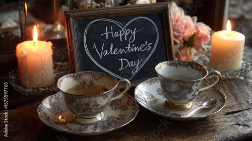 Wallpaper Mural Romantic valentine s day tea for two with candles and flowers Torontodigital.ca