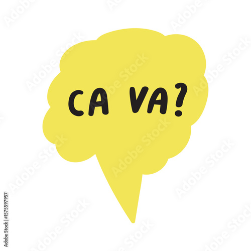 Ca va? or how are you? in French. Vector flat illustration on white background.