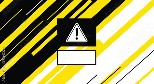 Attention warning sign abstract design with geometric shapes and bold colors