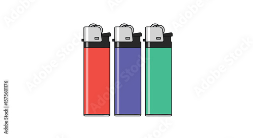 Three colorful lighters providing ignition for various needs and applications