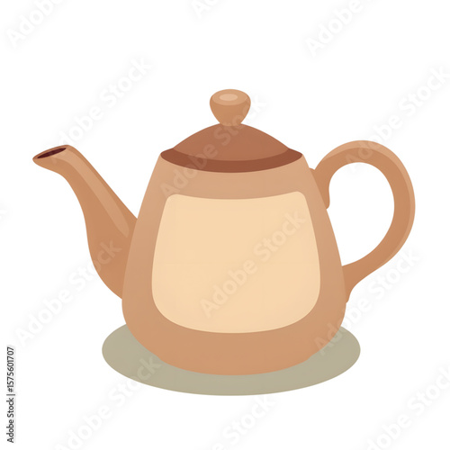 Simple brown teapot with lid and spout