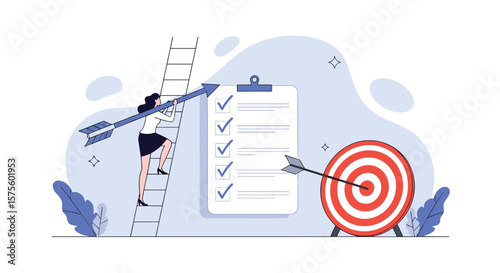 Achieving goals with focused effort and clear objectives making progress towards target