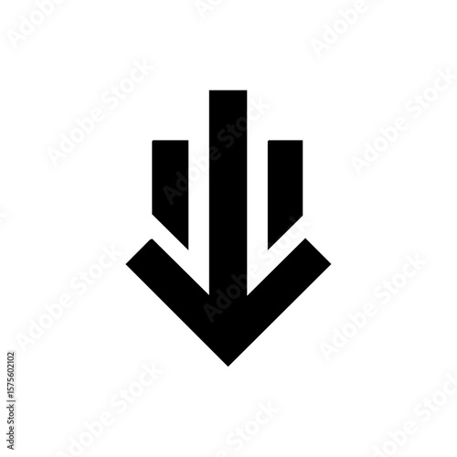 Bold downward arrow merging with tax document bars, symbolizing financial decline, economic downturn, or loss.
