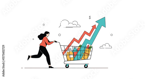 Illustrating business growth and financial success through shopping cart analytics