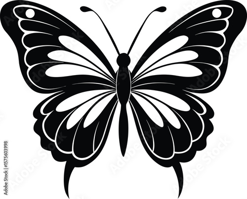 Elegant Black Butterfly Silhouette Vector Illustration