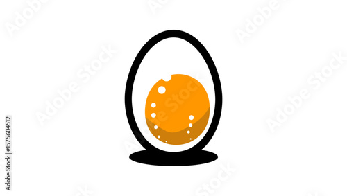 boiled egg symbol, black and yellow isolated silhouette
