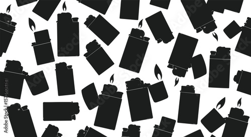 Dynamic pattern of black lighters with small flames a visual display of ignition and heat