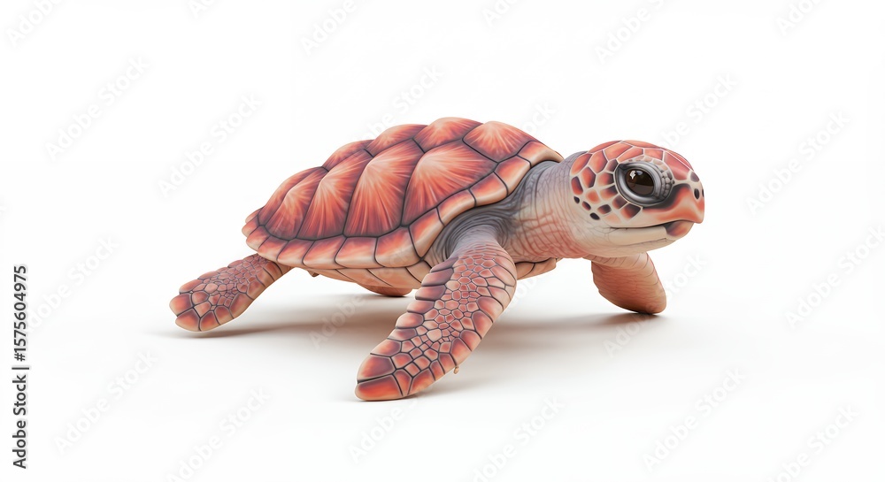 Naklejka premium Small pink sea turtle