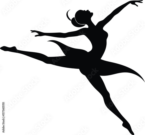 Elegant Ballerina Silhouette in mid air graceful pose