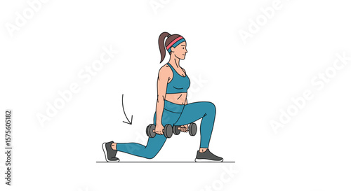 Woman performing dumbbell lunges for a full body workout routine