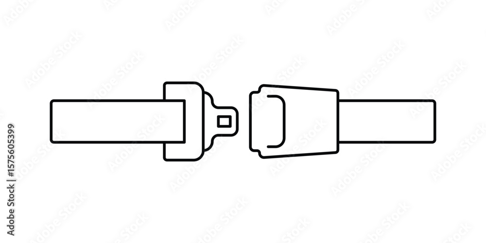 Seat belt icon. Safety seat belt thin outline icon. open sit belt vector. Fasten your seat belt sign. Driver protection strip with buckle concept on white background. Seat belt icon. Safety seat belt thin outline icon. open sit belt vector. Fasten your seat belt sign. Driver protection strip with buckle concept on white background.