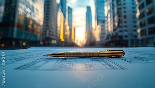 Commercial Property Development Planning Depicting Developers and Investors Collaborating Over Blueprints for Office Complex Construction and Strategic Investment Decisions