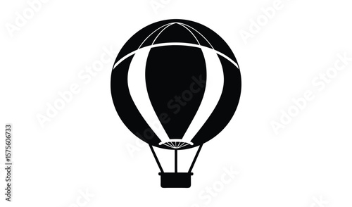 Classic black and white silhouette of a hot air balloon ready for adventure