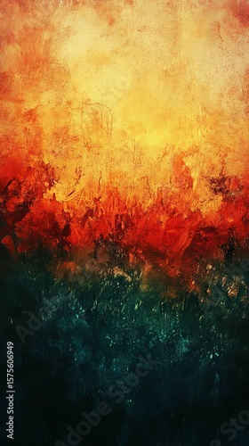 Abstract Painting with Warm and Cool Color Blending