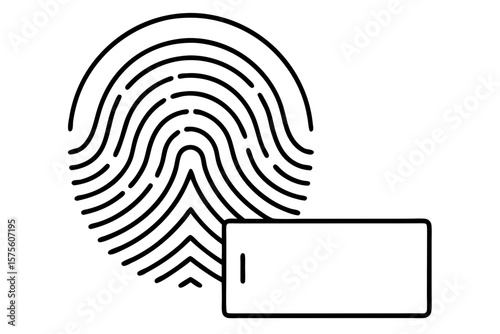 Minimalist Line Art of Fingerprint with Overlaid Sensor Icon – Biometric Authentication and Security Technology Concept
