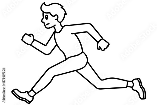 Minimalist Line Art of Person Running in Athletic Pose – Fitness Lifestyle and Physical Activity Concept