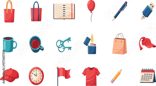 A collection of assorted objects including bags, stationery, and other everyday items