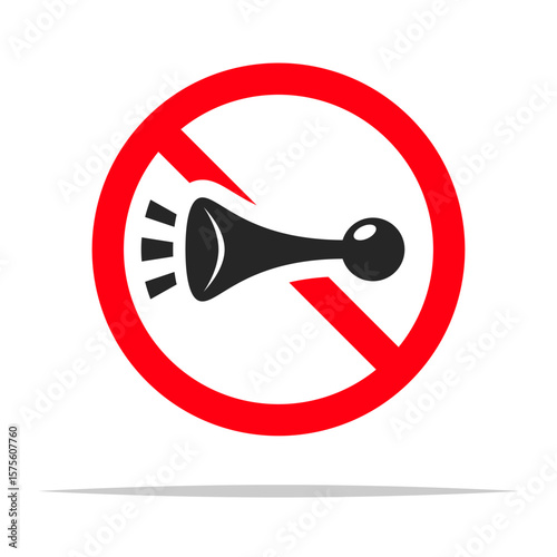No blowing horn prohibited sign vector isolated illustration