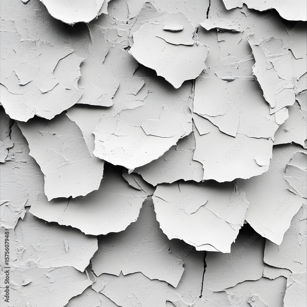Obraz premium Abstract Grey Cracked Texture Background, Grunge Wall Surface, White Plaster Detail