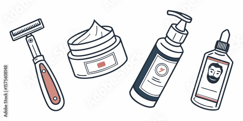 Vector icon set for men's skincare and grooming