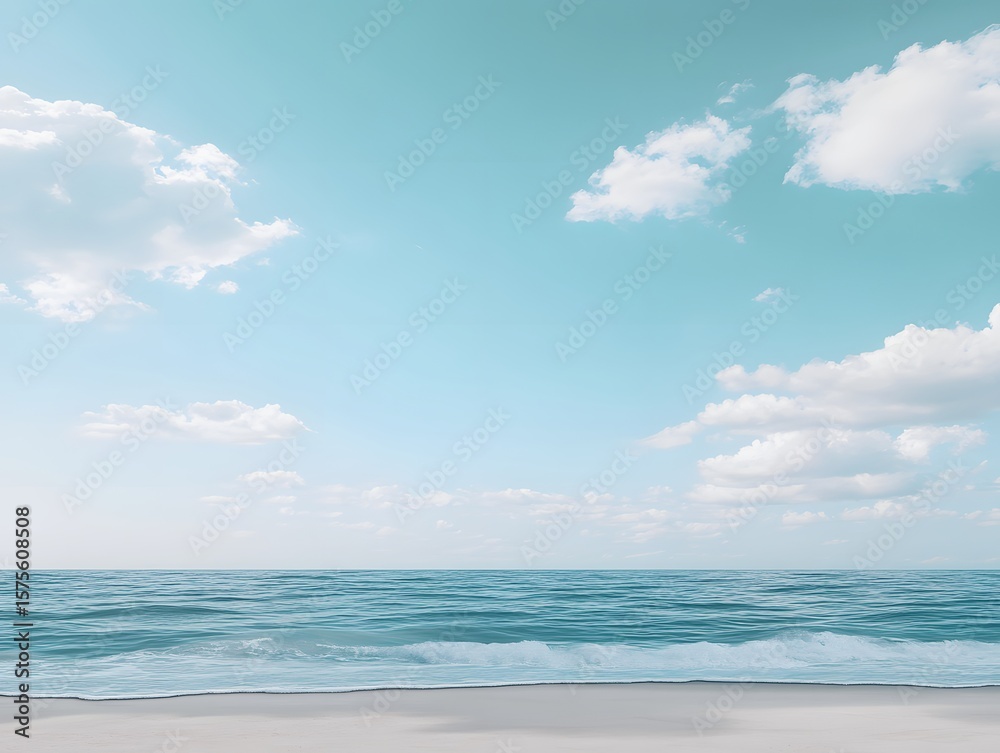Obraz premium Serene Beach Ocean Seascape Calm Sky Summer