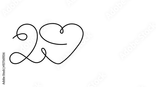 2026 year of horse one line art animation, hand drawn continuous drawing contour motion. Holiday concept, festive New year chinese astrological horoscope, odd-toed ungulate maned hoss outline video. 