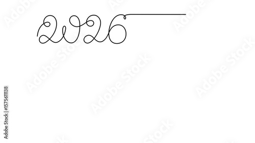 2026 year of horse one line art animation, hand drawn continuous drawing contour motion. Holiday concept, festive New year chinese astrological horoscope, odd-toed ungulate maned hoss outline video. 