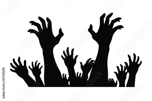 zombie hands rising vector icon