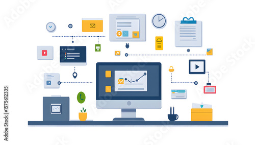 Automated Document Management Workflow, illustrating benefits of workflow automation with visual depiction of automated task assignments and streamlined document processing for enhanced efficiency