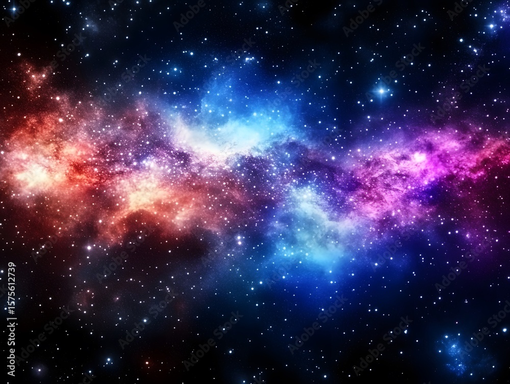 Naklejka premium Vibrant Nebula Cosmic Cloudscape Stunning Galaxy Starscape