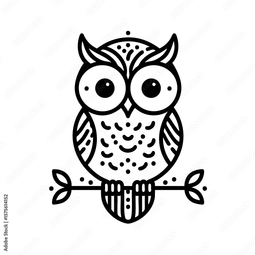 Fototapeta premium Geometric Owl: Line Art Print, Bird Illustration
