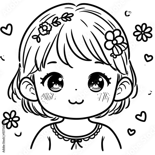Adorable Kawaii Girl: Anime-Style Portrait Illustration