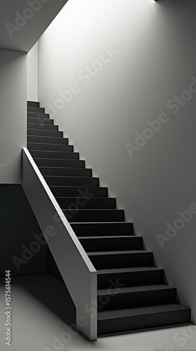 Ascending Steps Defined by Stark Black and White Planes Emphasizing Linear Progression and Geometric Forms