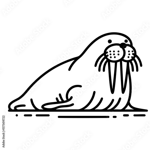 Walrus Line Art: Arctic Ocean Mammal Illustration