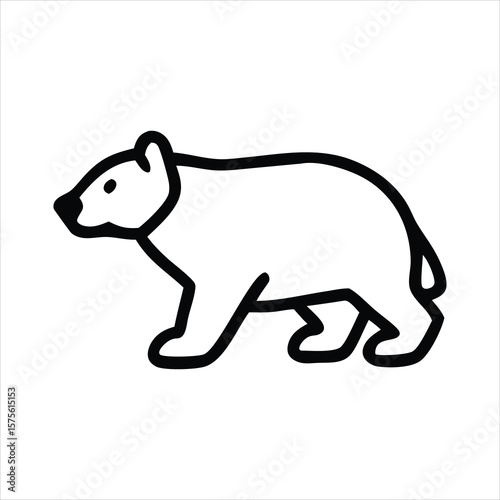 Stylized bear walking profile view animal wildlife