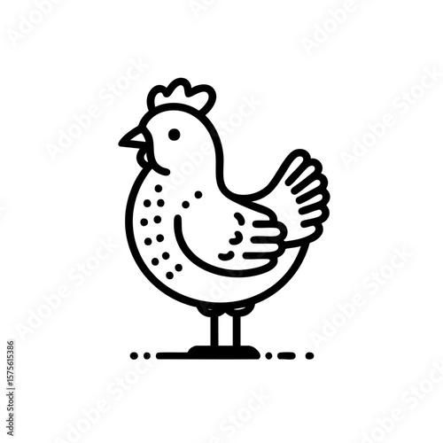 Line Art of a Hen: Simple Chicken Illustration