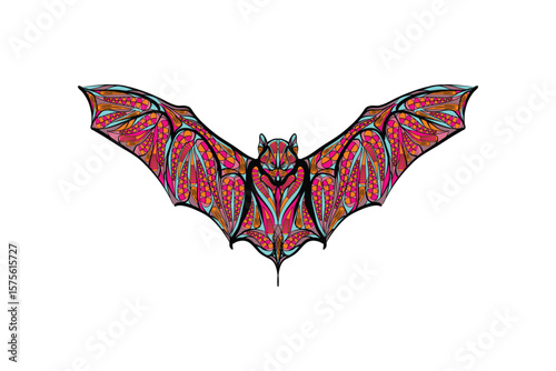 Ethnic Bat Vector Illustration Tribal Style Design Isolated on White Background