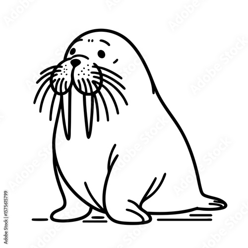 Adorable Walrus Cartoon Illustration