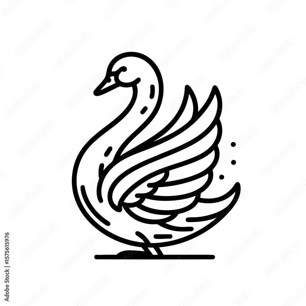 Fototapeta premium Elegant Swan Bird Line Art: Graceful Wildlife Vector Graphic
