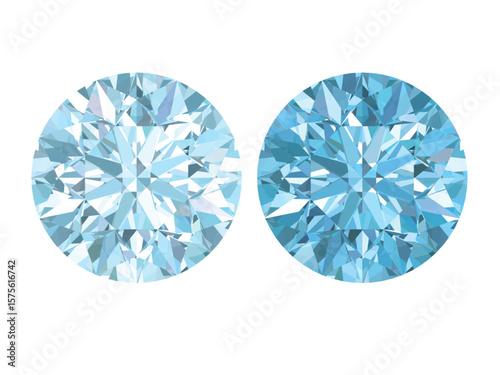 Sky blue light and intense color round diamond and gems brilliant cut, which is designed to maximize light reflection and brilliance.